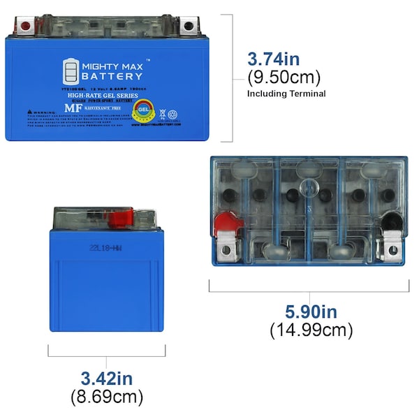 YTZ10SGEL 12V 8.6AH GEL Replacement Battery Compatible With Okyami YTZ10S-BS - 4PK